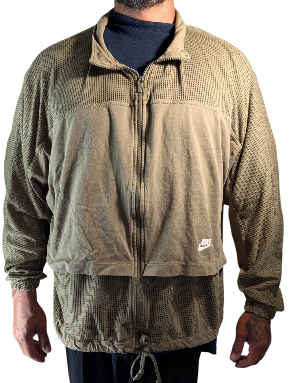 Nike Vintage Mesh Grid Windbreaker Jacket Men’s 3XL Olive Green Technical